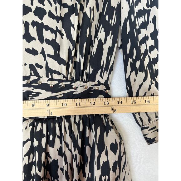 Sandro Silky Animal Print Studded 3/4 Sleeve Party Dress Glam Rocker Edgy sz 2 - Picture 7 of 12